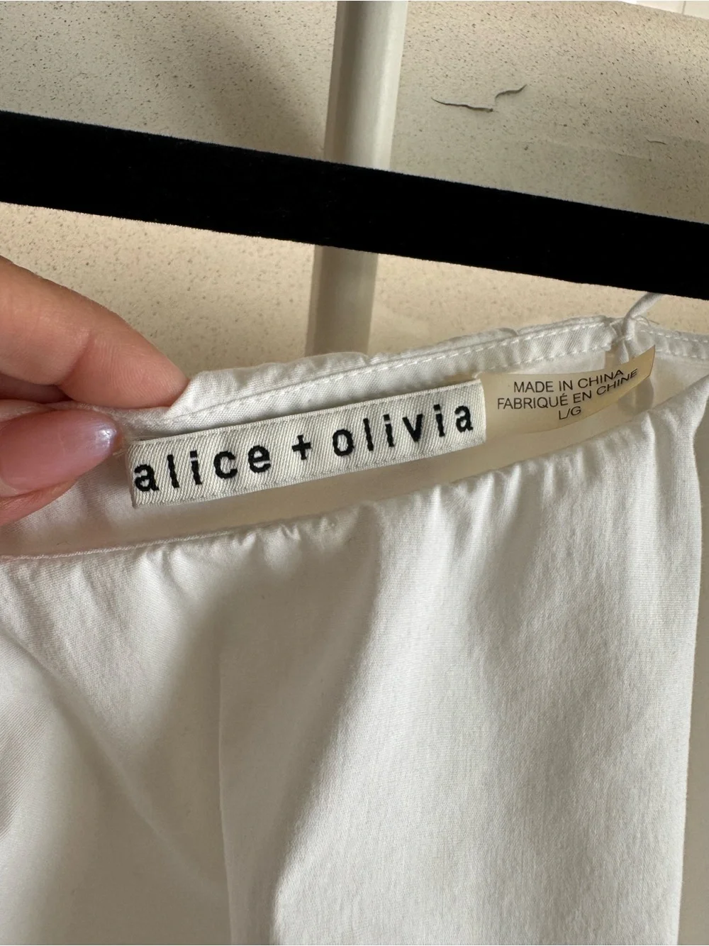 Alice + Olivia White One-Shoulder Ruffle Blouse